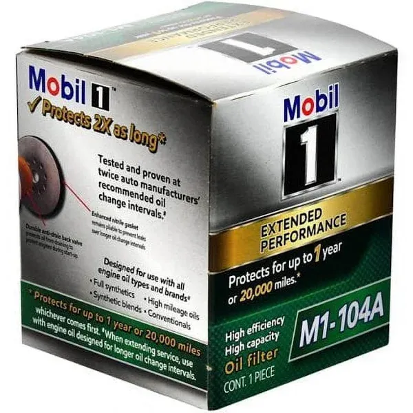 2 Pc Lot Of Mobil 1 Automobile Oil Filters Damaged Boxes M1-104A &amp; M1-101A