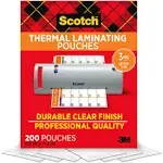 Scotch Thermal Laminating Pouches, Letter Size, Clear - 200 count