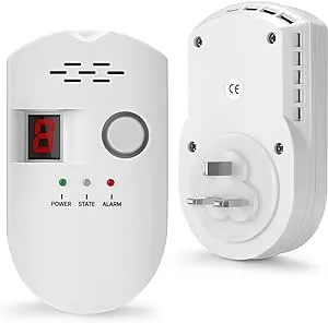 Natural Gas Detector, Plug-in Propane Natural Gas Leak Detector for Home Kitchen RV, Combustible & Explosive Gas Alarm for LPG, LNG, Methane