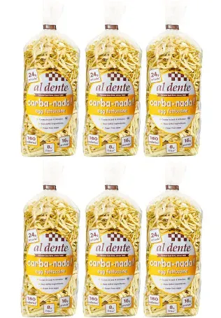 Carba-Nada Reduced Carb Pasta by Al Dente Pasta Company - Egg Fettuccine, 6-Pack