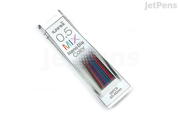 Uni Mechanical Pencil Lead, Nano Dia Color Mix, 0.5mm