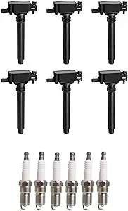 ENA 6 Pack UF648 Ignition Coil with 97390 Iridium Spark Plugs 3.2L 3.6L V6 Compatible with Dodge Chrysler VW 200 300 Challenger Avenger Charger Durango Journey Grand Cherokee Caravan Wrangler Routan