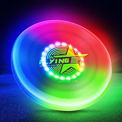 Leuchtet im Dunkeln, LED-Fliegscheibe, 7 dynamische Modi, 7 Farben, IP65 wasserdicht, perfektes Geburtstags- und Camping-Geschenk für Männer/Jungen/Teenager/Kinder, Outdoor-Spiele und cooles