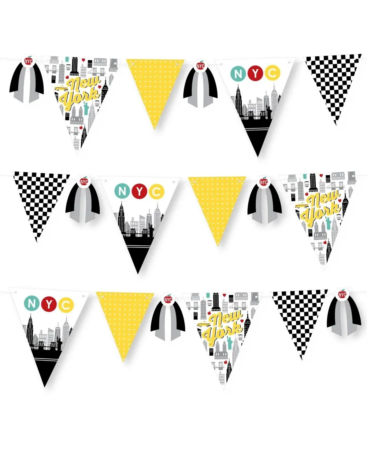 NYC Cityscape DIY New York City Party Pennant Decoration Triangle Banner 30 Pc