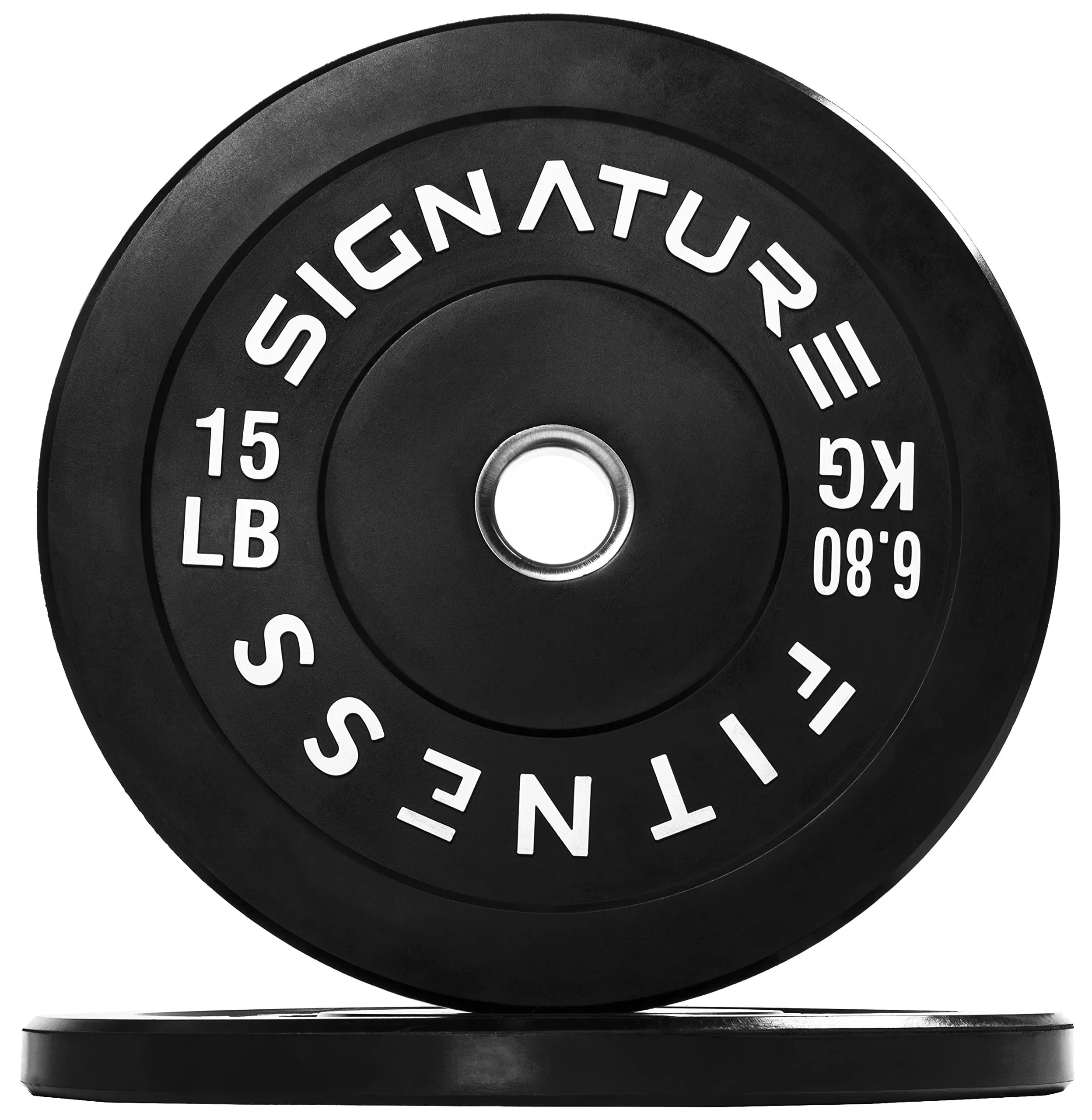 Signature Fitness 2" Olympic Bumper Plate Weight Plates with Steel Hub, Pairs, Sets or Sets with 7FT Olympic Barbell, Multiple Options