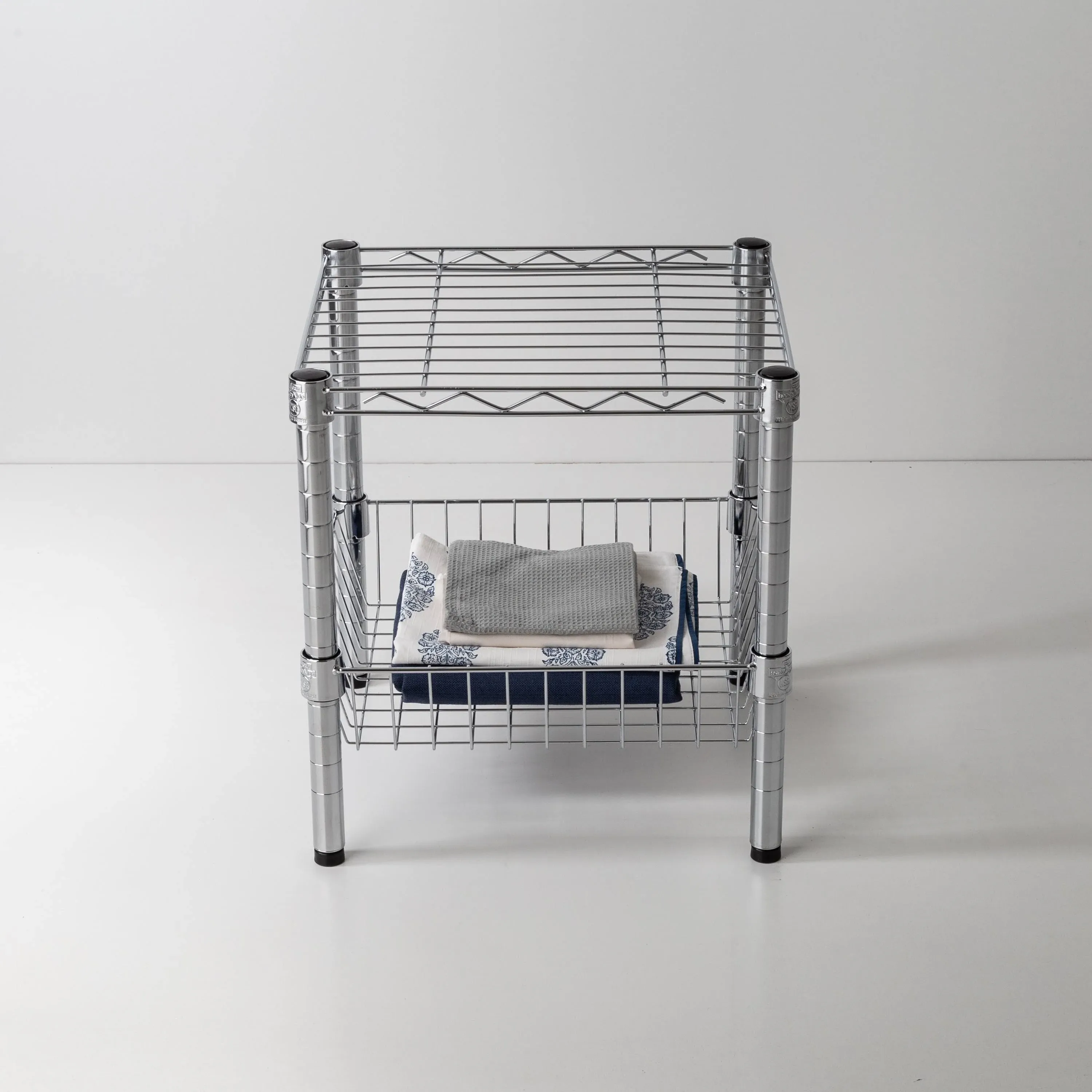 Honey-Can-Do Chrome Small Wire Table with Basket