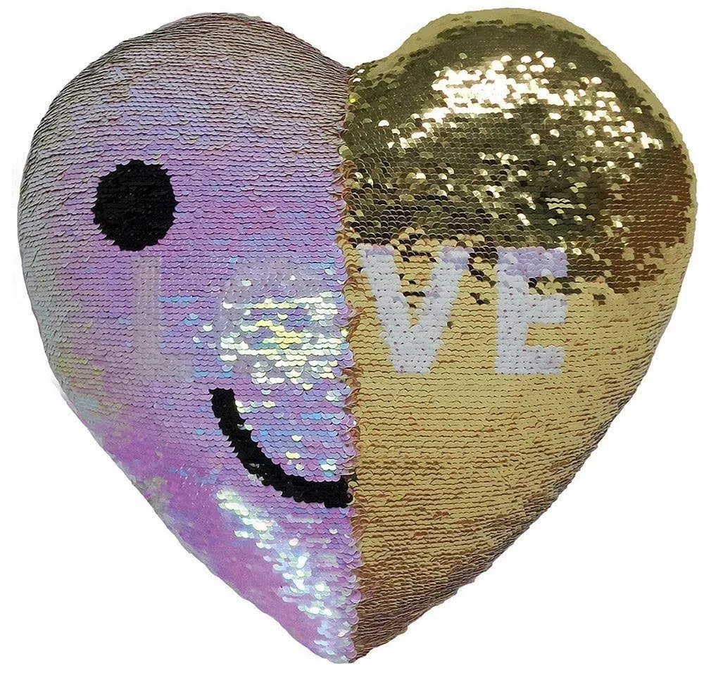 Iscream Mini Heart Reversible Sequin Pillow