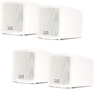 Acoustic Audio AA321W Mountable Indoor Speakers 800 Watts White Bookshelf 2 Pair Pack AA321W-2Pr