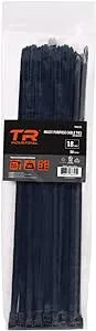 TR Industrial Multi-Purpose UV Resistant Black Cable Ties, 18 inches, 50 Pack