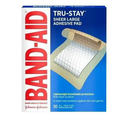 Band-Aid First Aid Pads, Adhesive Bandages, Large Adhesive Pads, 10 Count