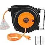 VEVOR Retractable Extension Cord Reel 30 FT 16AWG/3C SJTOW Power Cord ETL Listed