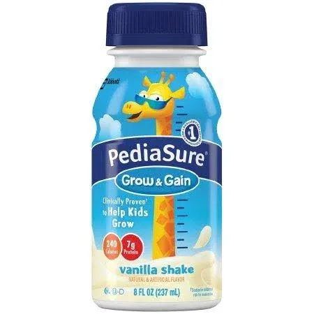 PediaSure Grow & Gain With Immune Support, Vanilla, 8-fl-oz Bottle, 6 Shakes