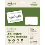 avery EcoFriendly Adhesive Name Badge Labels, 2 1/3 x 3 3/8, White, 160/Box