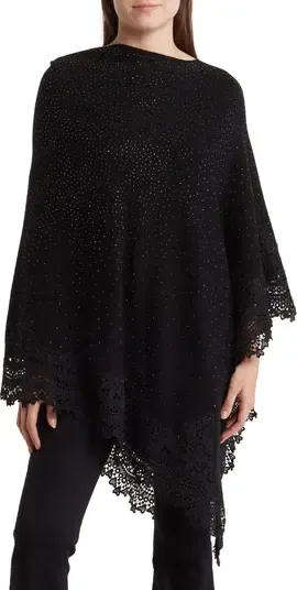 La Fiorentina Women's Faux Pearl Embellished Poncho - Blue