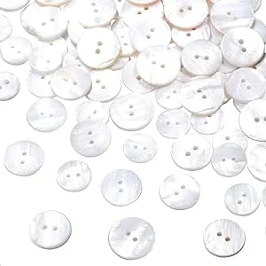 Joez Wonderful Pearl Button 45pcs, White Genuine Mother of Pearl Buttons Set, Pearl Shell Buttons for Sewing Clothes Blazer Suits Shirts Crafts DIY