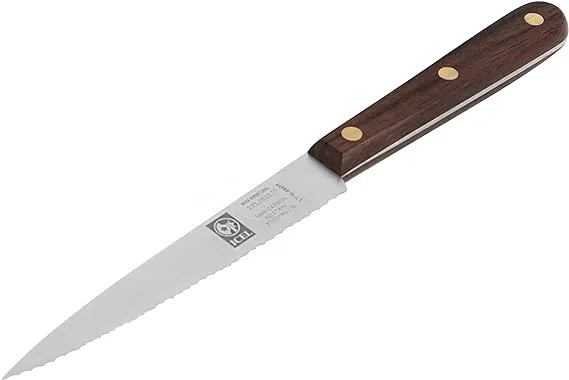 ICEL 4-Inch Serrated Paring Knife, Brown Rosewood Handle, Full tang Blade