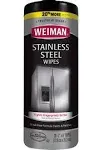 Weiman Stainless Steel Wipes - 30 / Canister - 4 / Carton - White