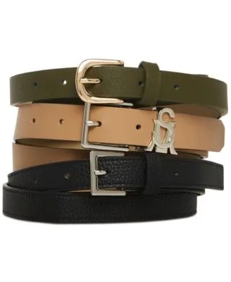 "Versatile Women's 3-pk. Faux-leather Belts In Olive Multi"