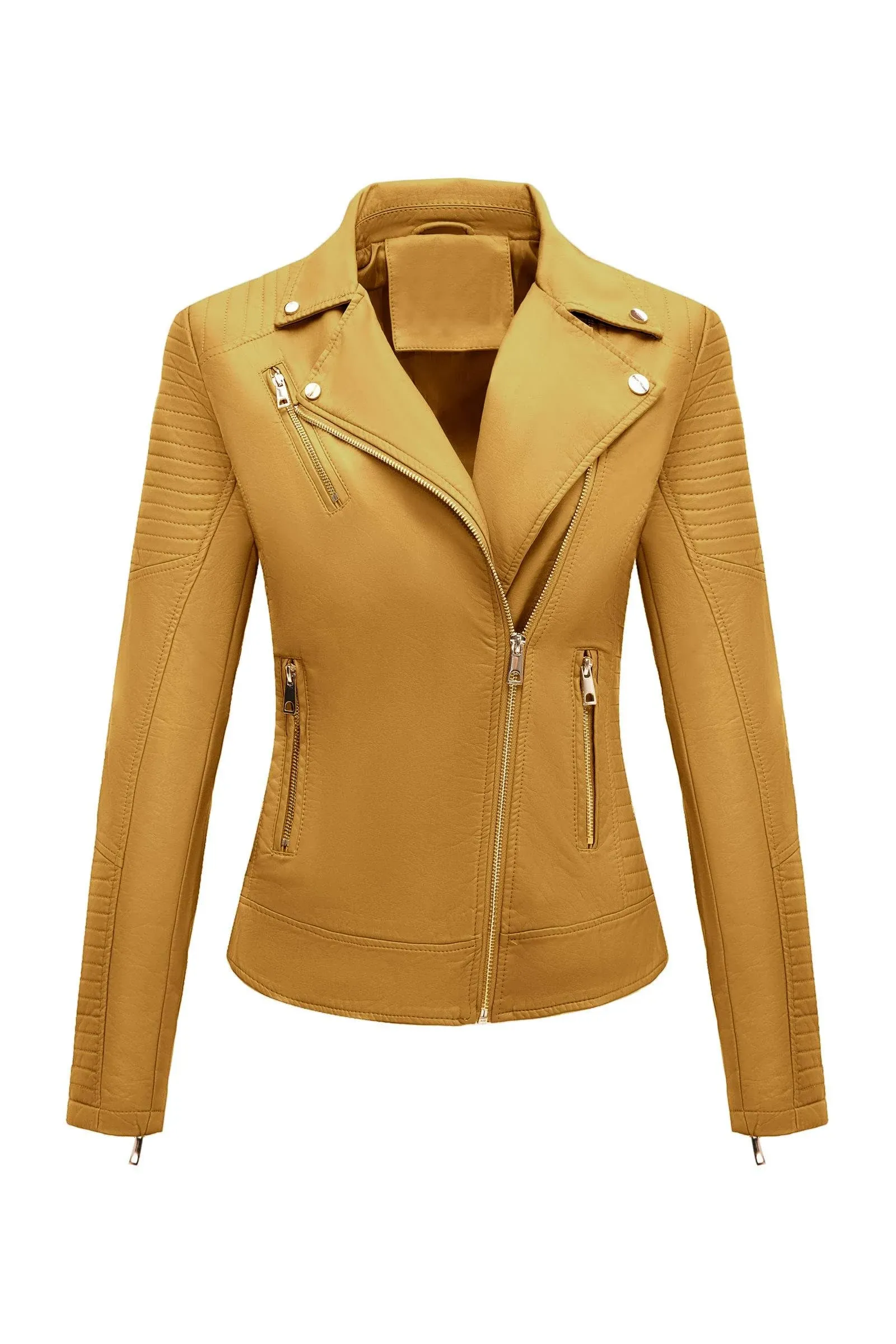 Bellivera Women Faux Leather Casual Jacket, Fall and Spring Fashion Motorcycle B