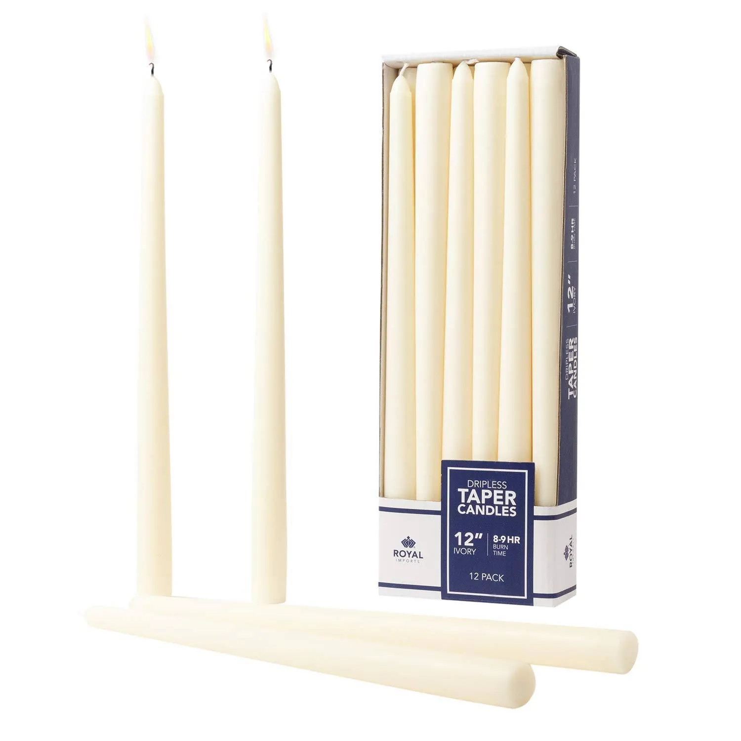 Royal Imports Unscented Taper Candles, Elegant Premium Quality, Dripless & Smokeless, Hand-Dipped Dinner Candles for Wedding, Holiday, Home Decor - 9