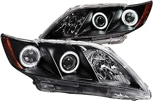 ANZO 2007-2009 Toyota Camry Projector Headlights w/ Halo Black