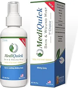 MediQuick Mist Skin & Wound Repair helps speed Healing Naturally with a 12 hour action Safe with No Sting | Helps with Acne,Rash,Burns,Cuts,Eczema,Itch,Bites & More First-Aid Must Have-Made in USA 4oz