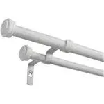 Topper Double Curtain Rod and Finial Set, Distressed White, 36&#034;-72&#034;