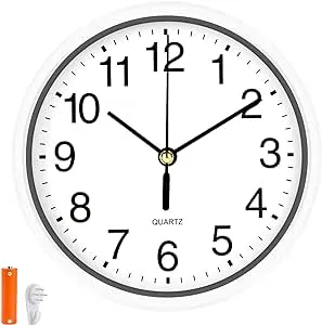 Silent Wall Clock Non Ticking, 6 Inch Wall Clocks Battery Operated, Small Analog Clock for Bedroom Home Office Kitchen Bathroom School, Easy to Read (Color : White)