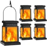 shumi 4 Pack Hanging Solar Lantern Outdoor Lights, Flickering Flame Solar Lanterns Lights Outdoor Waterproof for Garden, Patio, Landscape, Umbrella, Tent, Tree, Yard, Deck, Camping