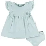 Gerber 2-Piece Baby Girls Aqua Blue Dress & Diaper Cover Set - 6-9mo