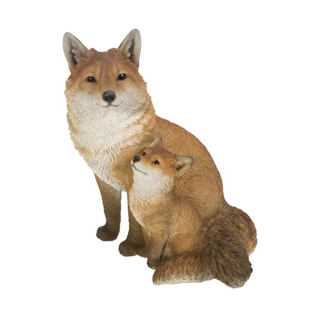 Hi-Line Gift Fox Mother & Baby Fox Sitting Statue