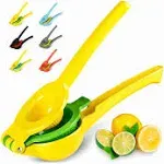 2-in-1 Lemon &amp; Lime Metal Squeezer, Citrus Hand Juicer for Max Extraction,Yel<wbr/>low