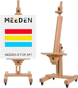 MEEDEN Extra Large Art Easel, Artist Painting Easel, Solid Beech Wood Easel, Heavy Duty Floor Easel, Studio Easel for Adults, Holds Canvas Art up to 71"