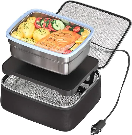 Skwyin - Lonchera portátil con calentador de alimentos, mini horno de 12 V para lonchera con calefacción personal para adultos para cocinar y recalentar una comida en el automóvil y camión, lonchera