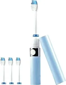 Pursonic Portable Sonic Toothbrush Battery Operated, Battery Included, 3 Brush Heads Included, 22,000 Strokes Per Minute, Brush On The Go