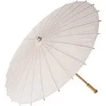 Quasimoon 32 inch Wedding White Paper Parasol Umbrella with Elegant Handle by PaperLanternStore, Women's