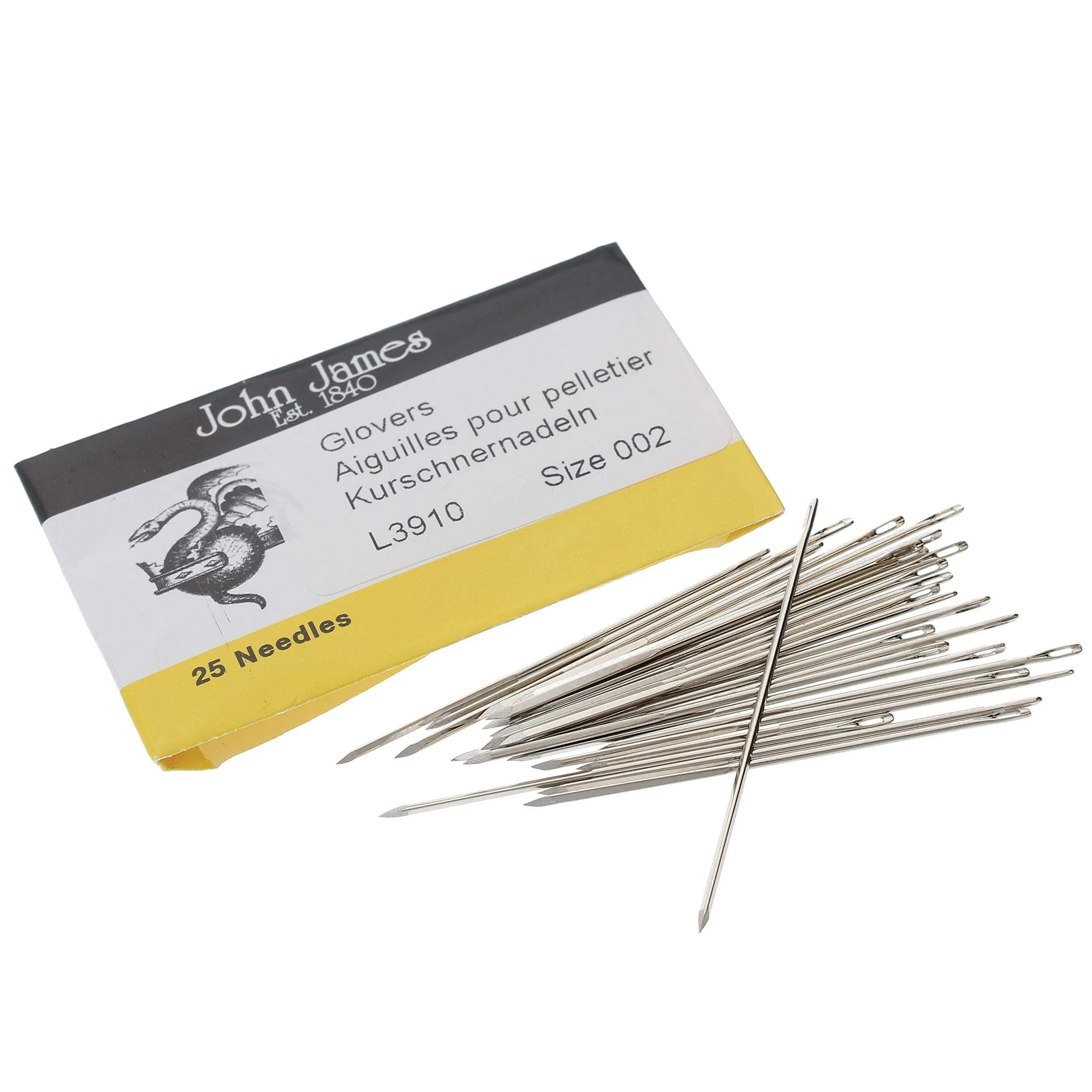 John James Glovers Needles Size 2 43600 Leather Needle Craft Bulk Pack 25 L3910