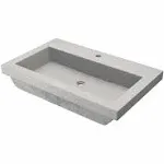 NativeStone 30" Rectangular Concrete Drop In Bathroom Sink and Single Faucet Hole