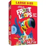 Froot Loops Breakfast Cereal, Fruit Flavored, Breakfast Snacks with Vitamin C, Large Size, Original, 14.7oz Box (1 Box)