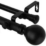 Rod Desyne Globe Double Curtain Rod 66-120 inch - Black