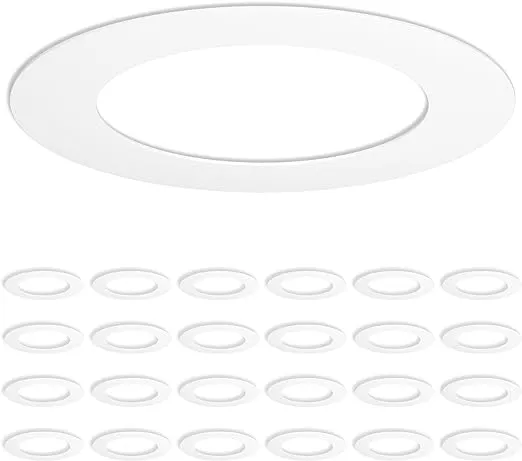 Sunco Lighting 24 Pack Goof Rings for 6 inch Recessed Lights White Can Light Goof Trim Ring Outer Diameter 86Inch Inner Diamet