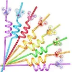 ONBKYGF 24pcs Glitter Mouse Straws for Kids Party Favors, Straws for Birthday Party Supplies, Drinking Straws for Boys Girls Party Decorations