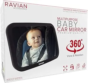 Baby Car Mirror Rear Facing Baby Essentials 100% Shatterproof Safest Clear Vi...