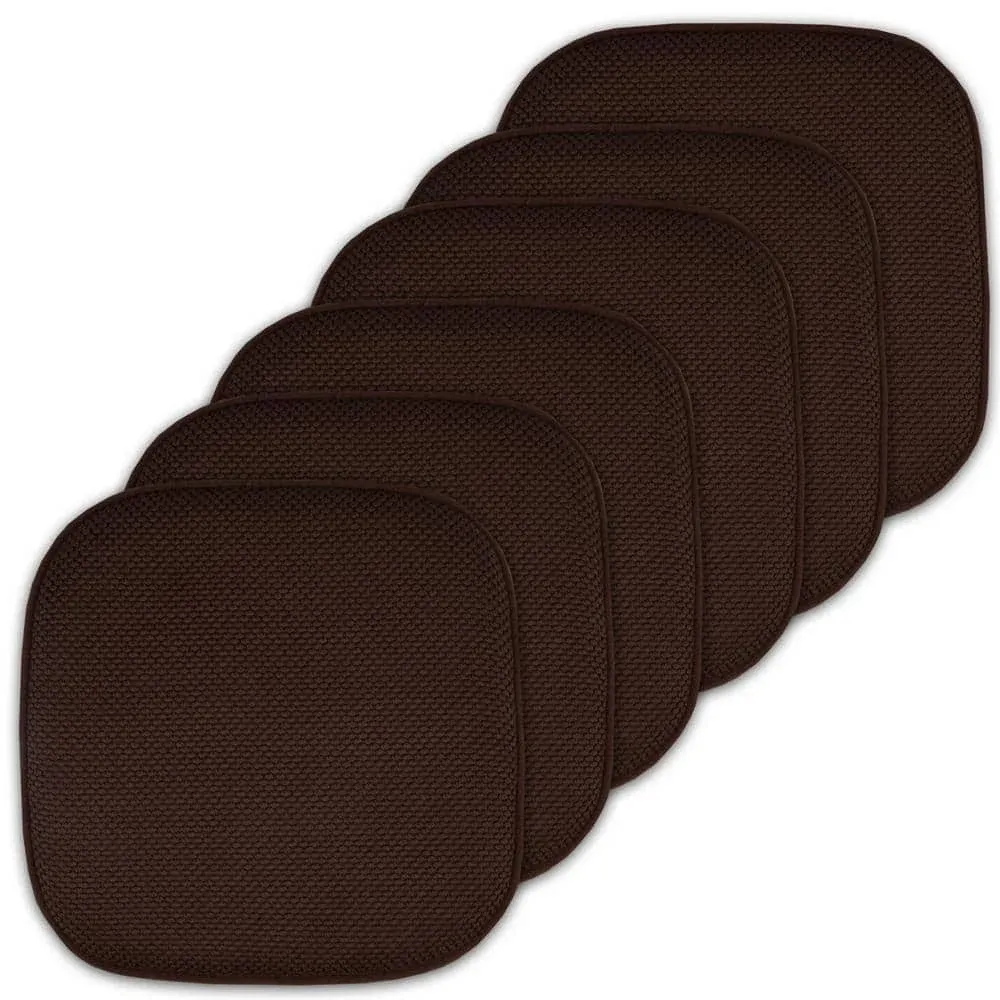 Sweet Home Collection Cushion Memory Foam Chair Pads Honeycomb Nonslip Back Seat Cover 16" x 16" Brown, Pack of 6