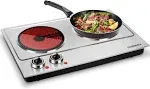 Cusimax Hot Plate, 1800W Double Burners, Infrared Cooktop, Electric Ceramic Hot Plates for Cooking, Portable Countertop Burner Glass Heating Plate,