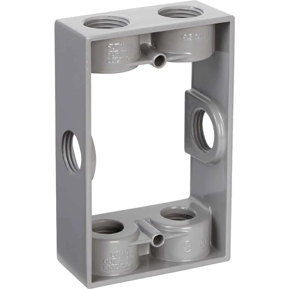 BELL 5400-5 Extension Box Adapter, 1 Gang, 9.5 Cu-in, 5-1/4 in L X 3-1/2 in W X 1-1/2 in D, 1/2 In. NPT , Gray