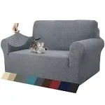 ZNSAYOTX 1 Piece Jacquard Couch Covers for 2 Cushion Couch High Stretch Loveseat Slipcover for Pets Dogs Anti Slip Love Seat Sofa Slipcover Furniture Protector (Loveseat, Light Grey)