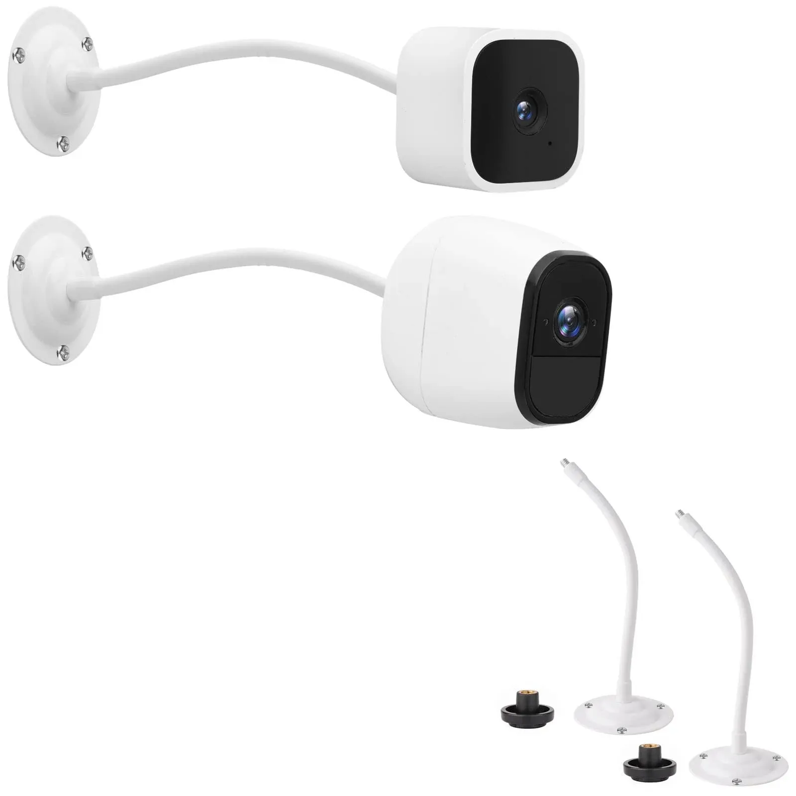 2 Pack Camera Flexible Wall Mount Holder Compatible with Arlo/Blink/Reolink/Nest/Wyze/SimpliSafe Camera,Adjustment 8 inch Long Gooseneck Arm with Metal Base,1/4"-20 Threaded Screw,White