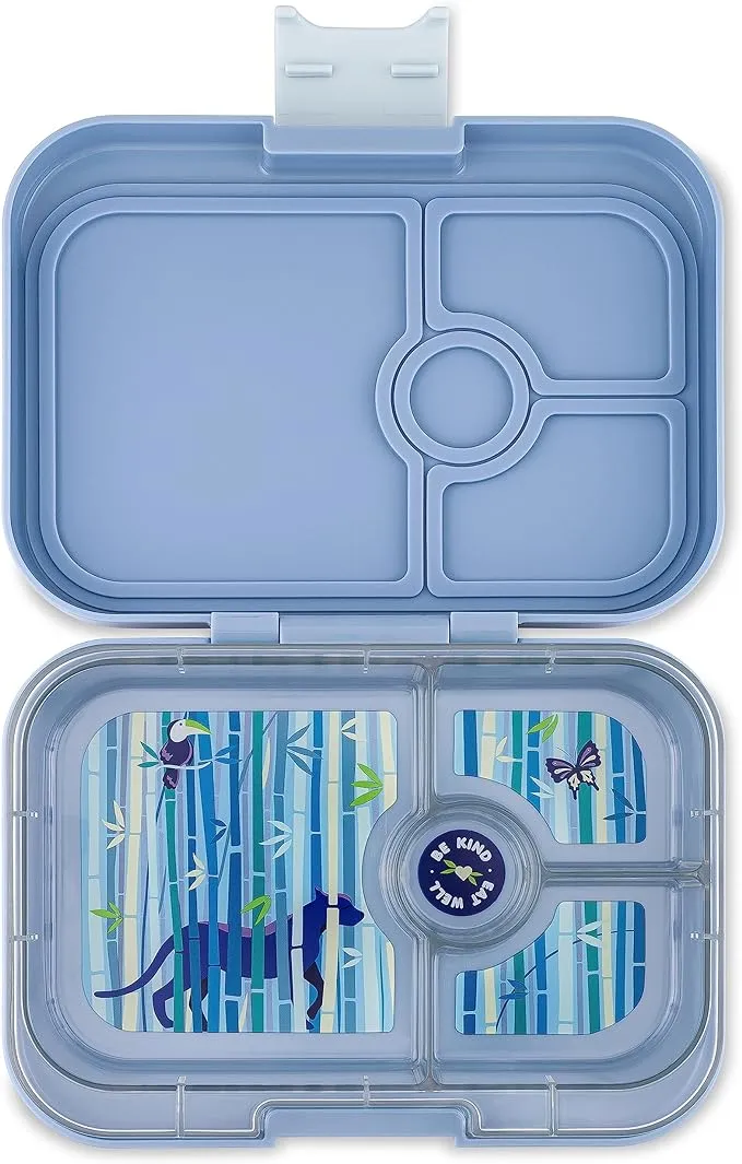 Yumbox Panino Leakproof Bento Box lunch box, 4-Compartment Kids & Adults Bento; Perfect for Sandwich Packed Lunch; Compact ; Healthy Portions (Roar Red with Race Cars Tray)