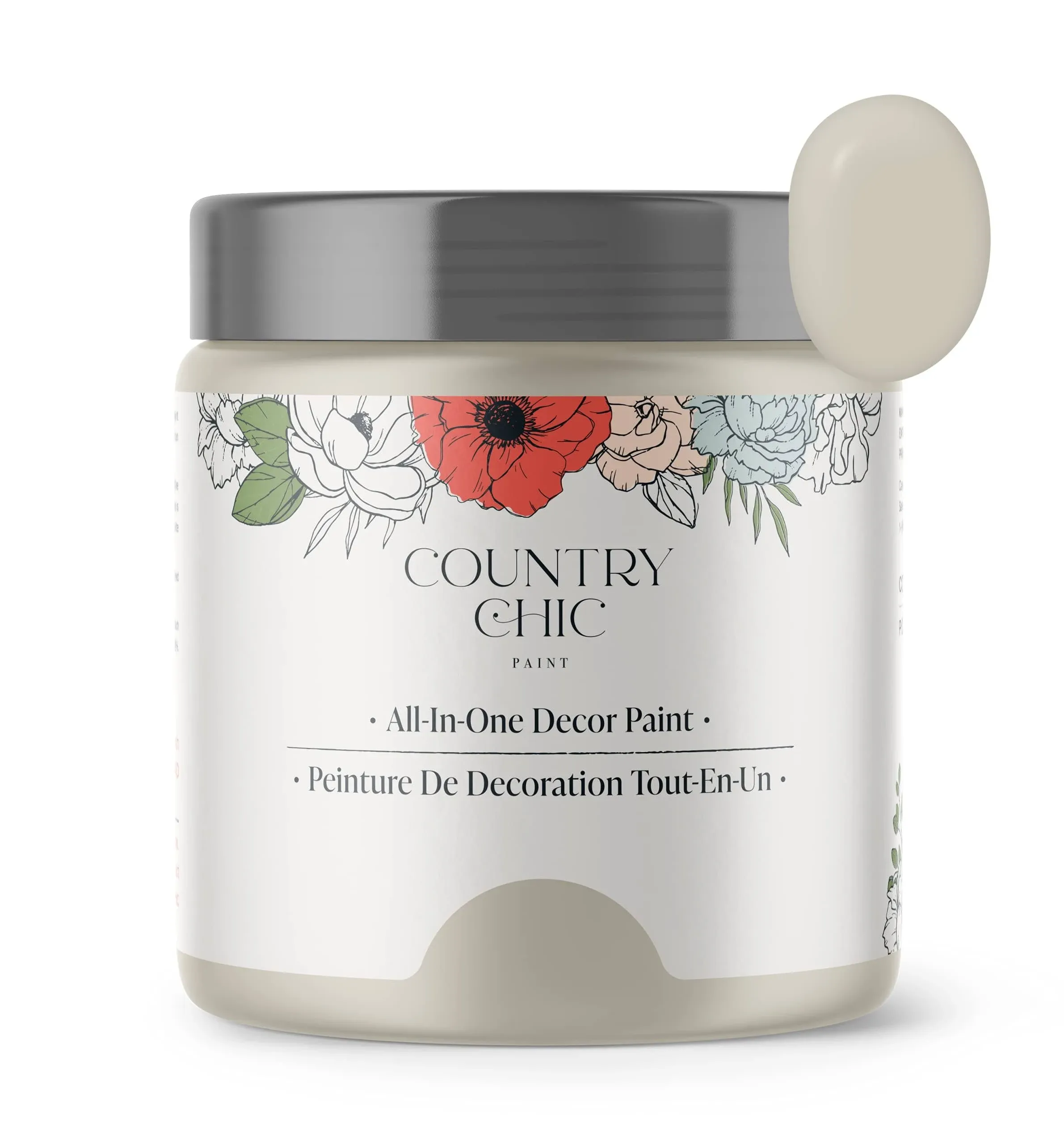 Country Chic Paint Chalk Style Paint - for Furniture, Home Decor, Crafts - Eco-Friendly - All-in-One - No Wax Needed (Sunday Tea Warm Grey], Sample